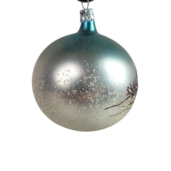 Trim a Home Ornament Hand Painted Imported Glass Sparkle Snow Winter Vintage - Picture 4 of 10